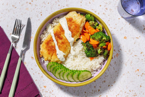 Pankopanerad kolja och vitlöksris