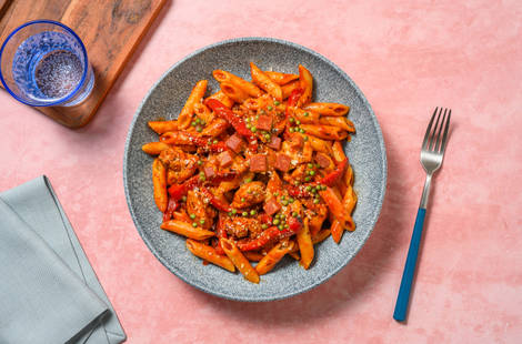 Speedy Chipotle Chicken and Chorizo Penne