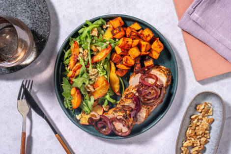 Lonza alle erbe e pesca al rosmarino