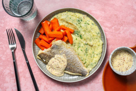 Dorade mit Kartoffelpüree und Senfrahm