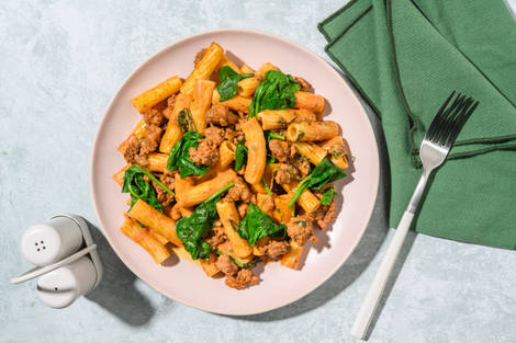 Speedy Cajun Beef and Pork Rigatoni