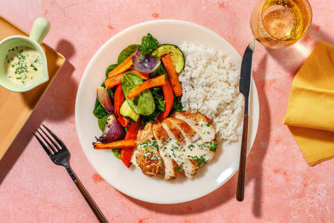 Pannstekt kycklingfilé och gräslökssås