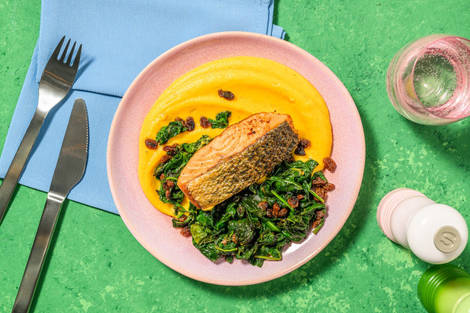 Salmone dorato e purè di carote