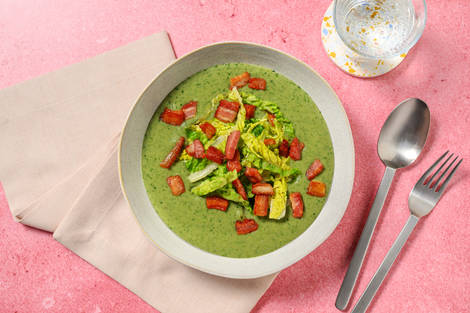 Crema de espinacas con bacon