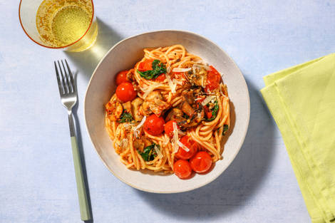 Spaghetti met Parmigiano-pankotopping