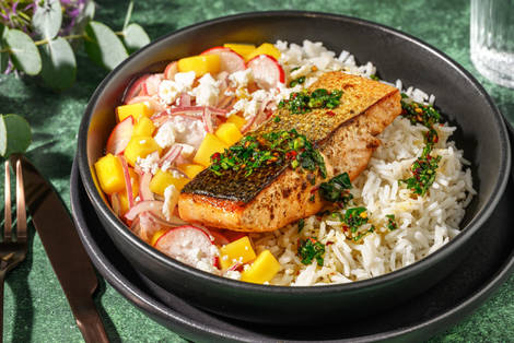 Peruviansk sotad lax och chimichurri