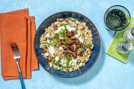 Cuscús perlado con portobellos caramelizados