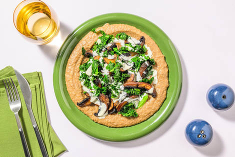 Funghi Portobello arrosto su purè di lenticchie