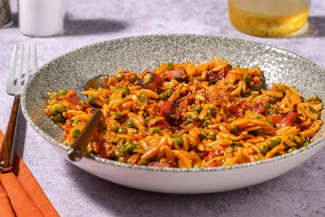 Creamy Cajun Spiced Chicken, Chorizo and Leek Orzo