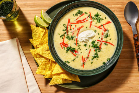 Cremet butterbønne- og majssuppe