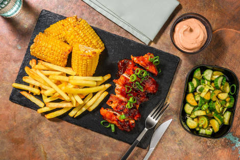 Spicy Korean Chicken mit Pommes