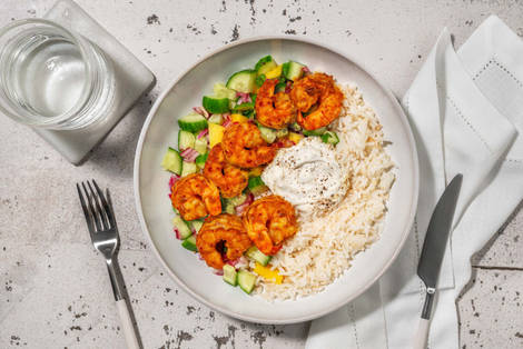 Indisk tandoorikrydret rekebowl