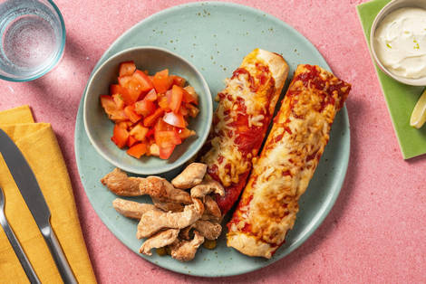 Enchiladas mit rauchiger Tomatensoße & extra Hähnchen