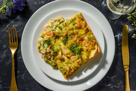 Lasagne ai gamberi, porri e finocchietto