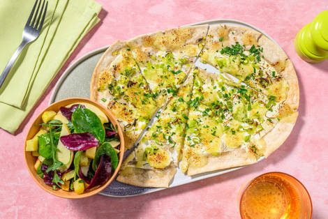 Flammkuchen met prei en mozzarella