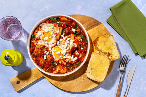 Shakshuka-aardappelen met geitenkaas