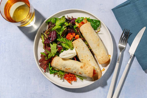 Quick Cheesy Harissa Chorizo and Chickpea Taquitos