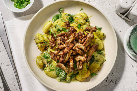 Gnocchi-Spinat-Auflauf mit extra Bio-Schweinegeschnetzeltem
