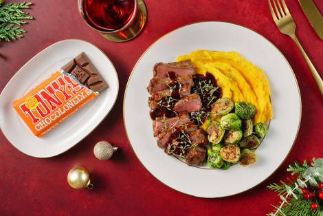 Strip Loin Steak mit Demi-Glace und Kürbispüree