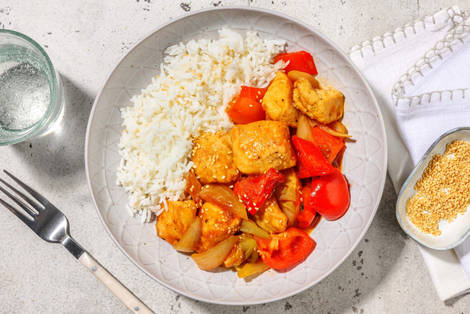 Bio-Schweinefilet süßsauer mit Paprika