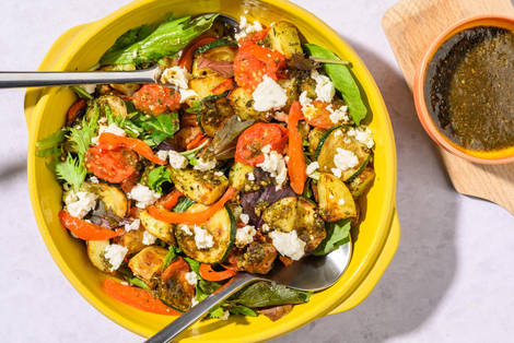 Warm Pesto Roasted Autumn Veg Salad