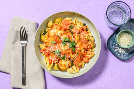 Gratin courgette-mozza & conchiglie