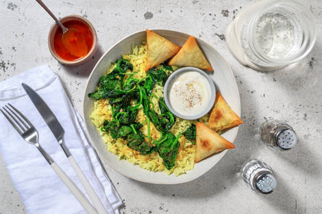 Samossas veggie & riz au beurre de curcuma 