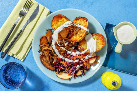 Bakad potatis och vegostrimlor