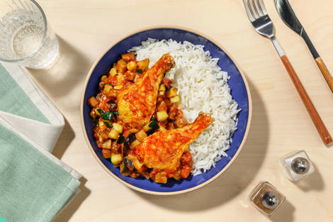 Pollo con samfaina catalana de verduras