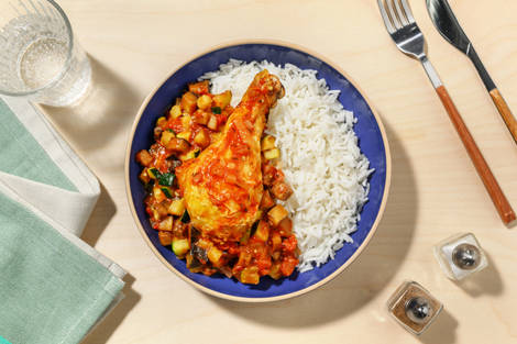 Jamoncitos de pollo con samfaina catalana