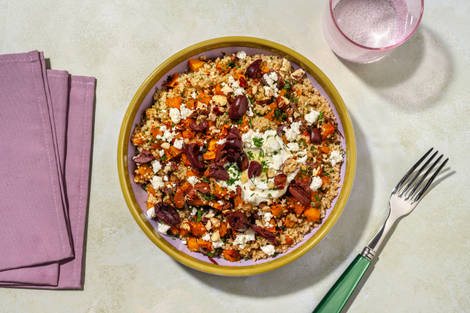 Salade de quinoa, courge rôtie & labneh