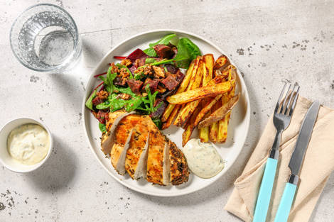 Poulet Label Rouge, frites & salade de betterave