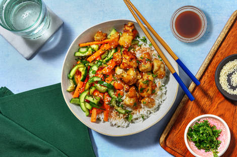 Poulet frit à la coréenne & crudités 