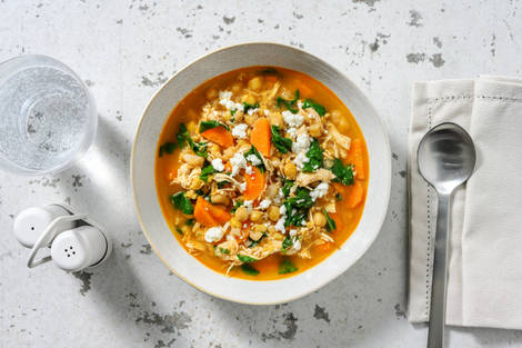 Soupe poulet au cumin & pois chiches