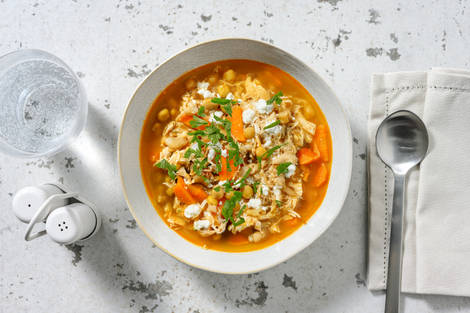 Soupe orientale poulet effiloché & cumin