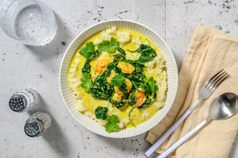 Risotto fastoche crevettes, épinards & curry