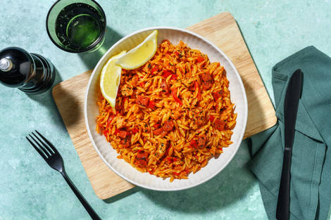 Orzo à l'espagnole au poulet & chorizo