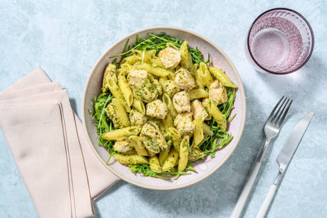 Penne à la dinde & pesto d'ail des ours maison