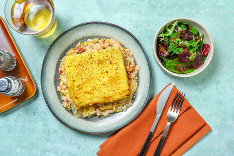 Parmentier au saumon & ail des ours