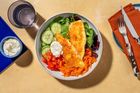 Bowl de lieu noir pané & crudités