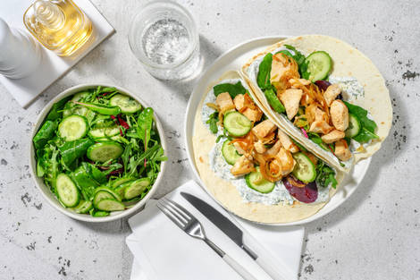 Wraps de blé complet au poulet façon souvlaki