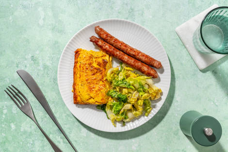 Chipolatas & flan de carottes au pecorino