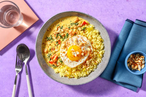 Curry d'épinards & riz au curcuma