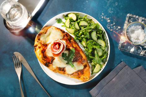 La Pizza naan mozza & ses Pétales de coppa