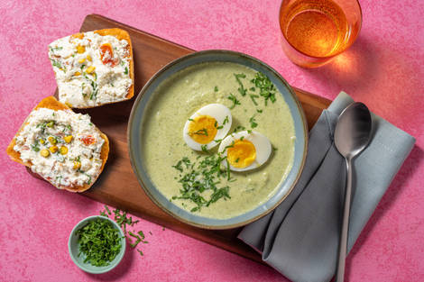 Soupe de brocoli & tartines ricotta-miel