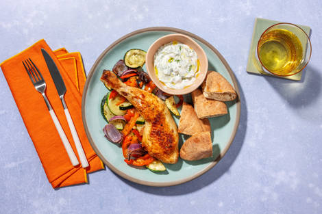 Cuisse de poulet à la grecque & tzatziki maison