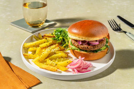 Le Végé : burger, aïoli & frites au zaatar