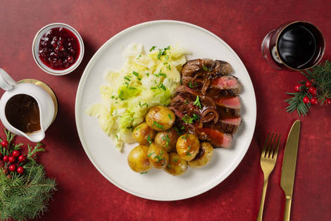 Rosmarin-Hirschsteak mit Zwiebel-Demi-Glace