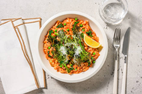 Rich Tomato Orzo and Roasted Tenderstem® 
