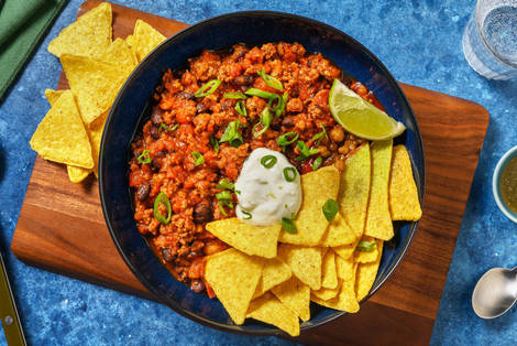 Chili-Bowl mit Bio-Rinderhack & Tortilla Chips